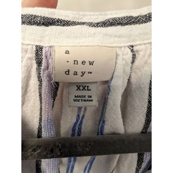 A New Day Striped Short Sleeve V Neck Top - Picture 4 of 5
